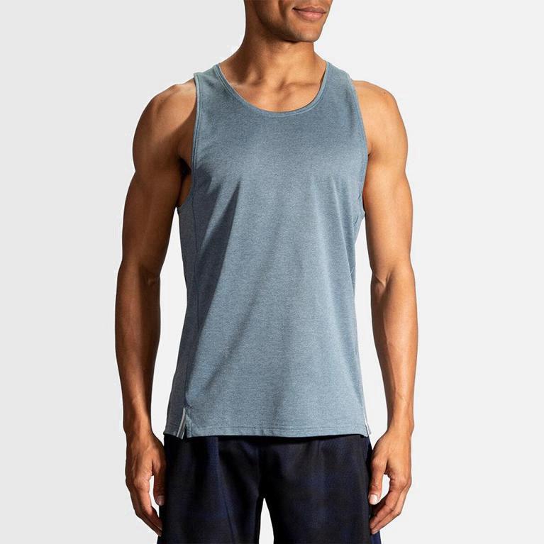 Brooks Ghos Mens Running Tank Top Ireland Blue (GDWR-91708)